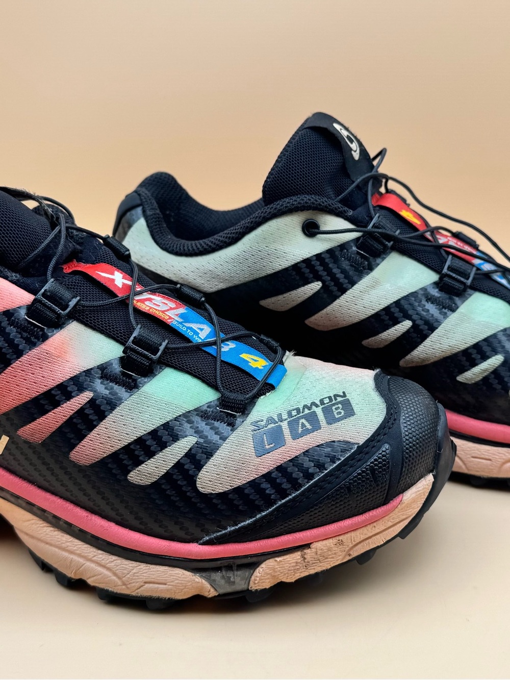 Salomon Lab Trail Sneakers in Black Mint and Pink